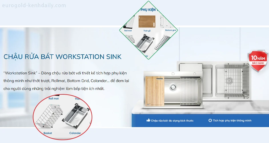 Chậu Konox Workstation Sink phong cách thiết kế Châu Âu