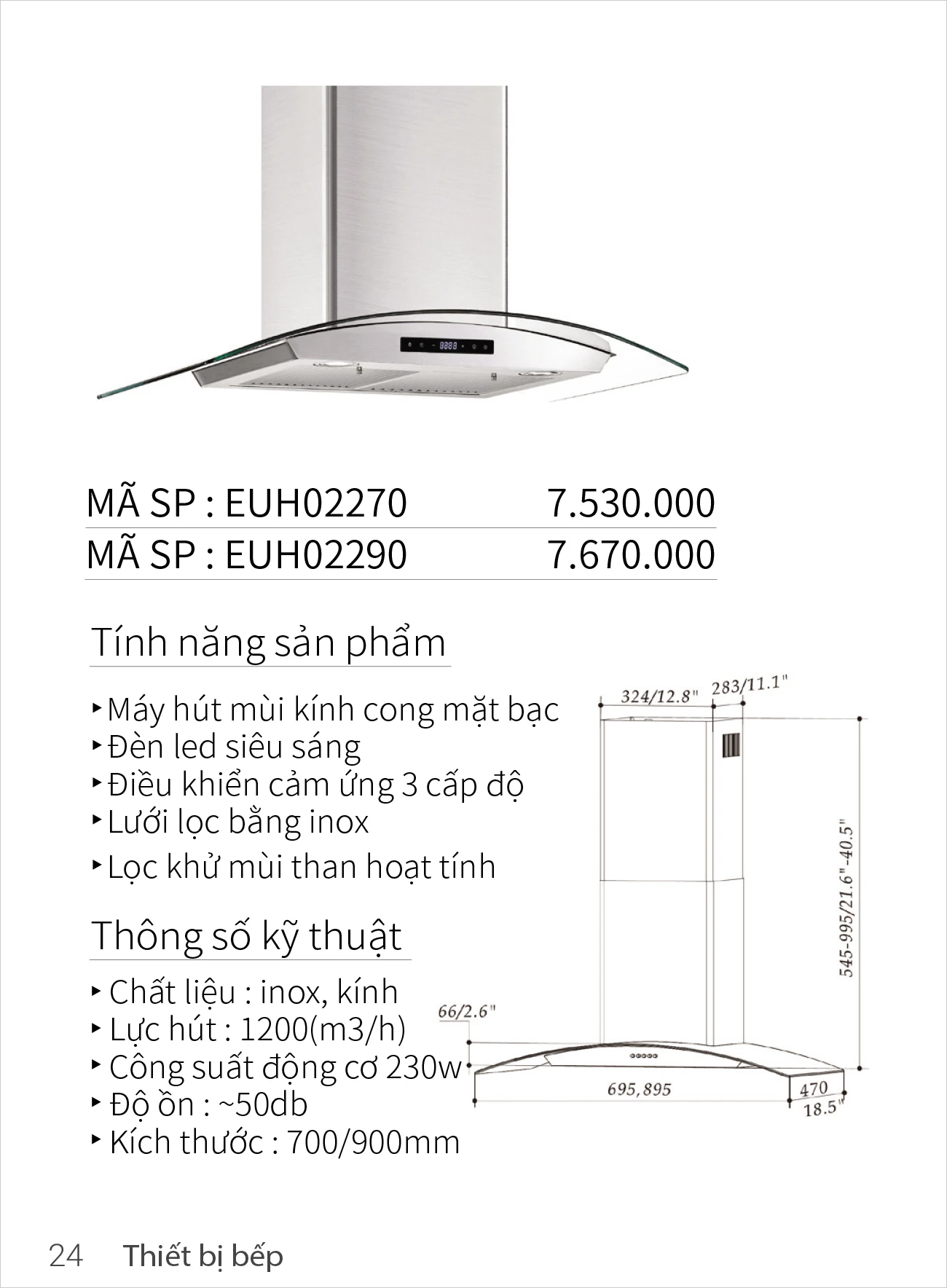 Máy hút mùi Eurogold EUH02270