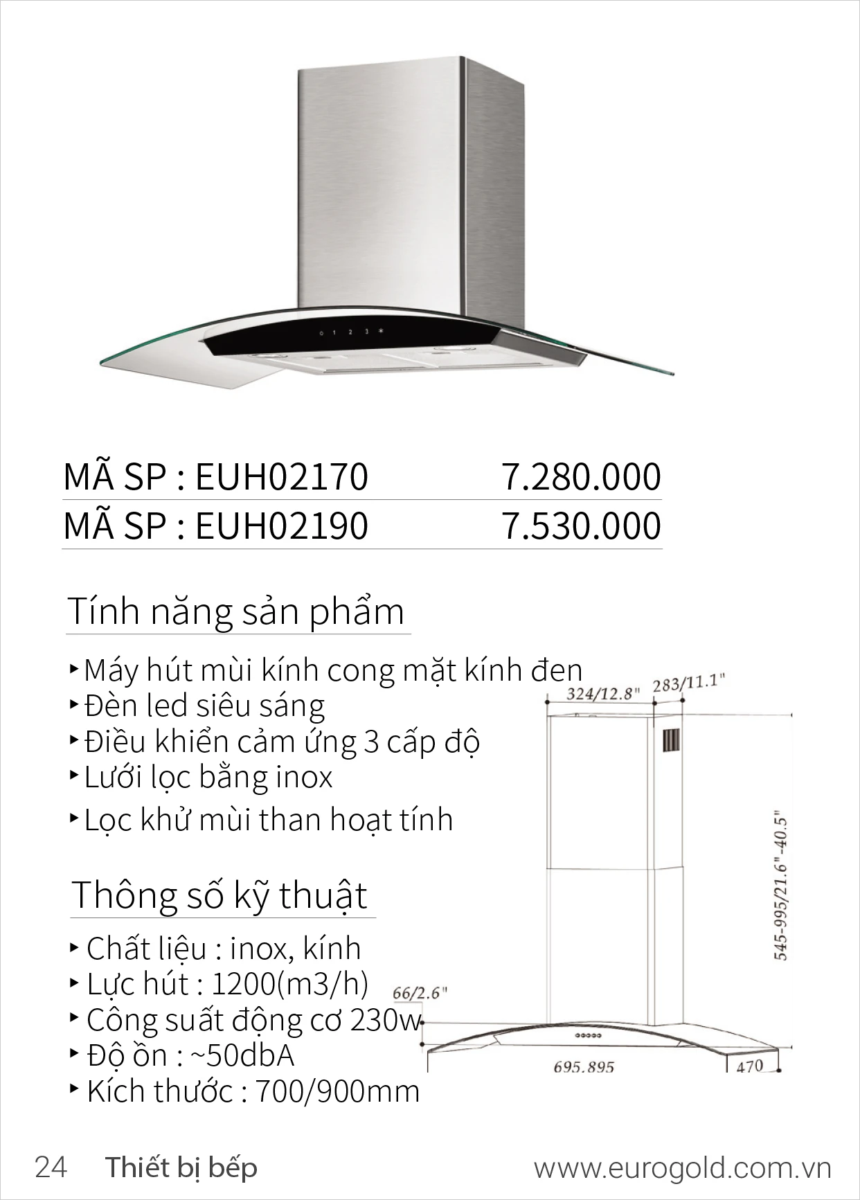 Máy hút mùi Eurogold EUH02170