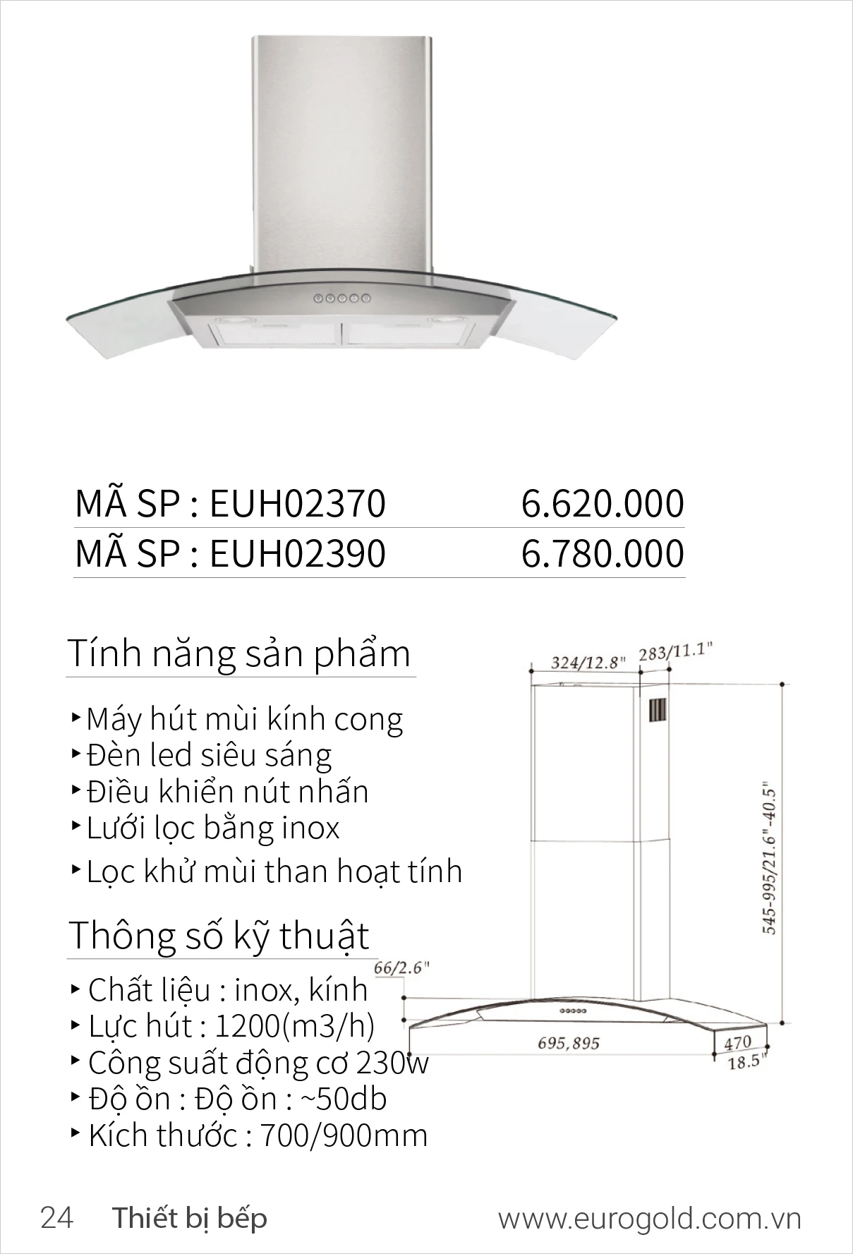 Máy hút mùi Eurogold EUH02370