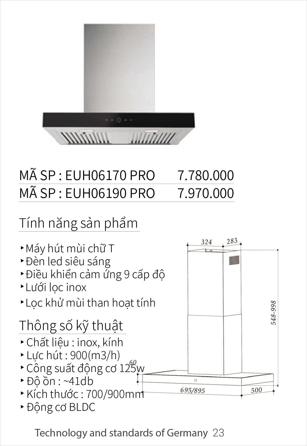 Máy hút mùi Eurogold EUH06170PRO