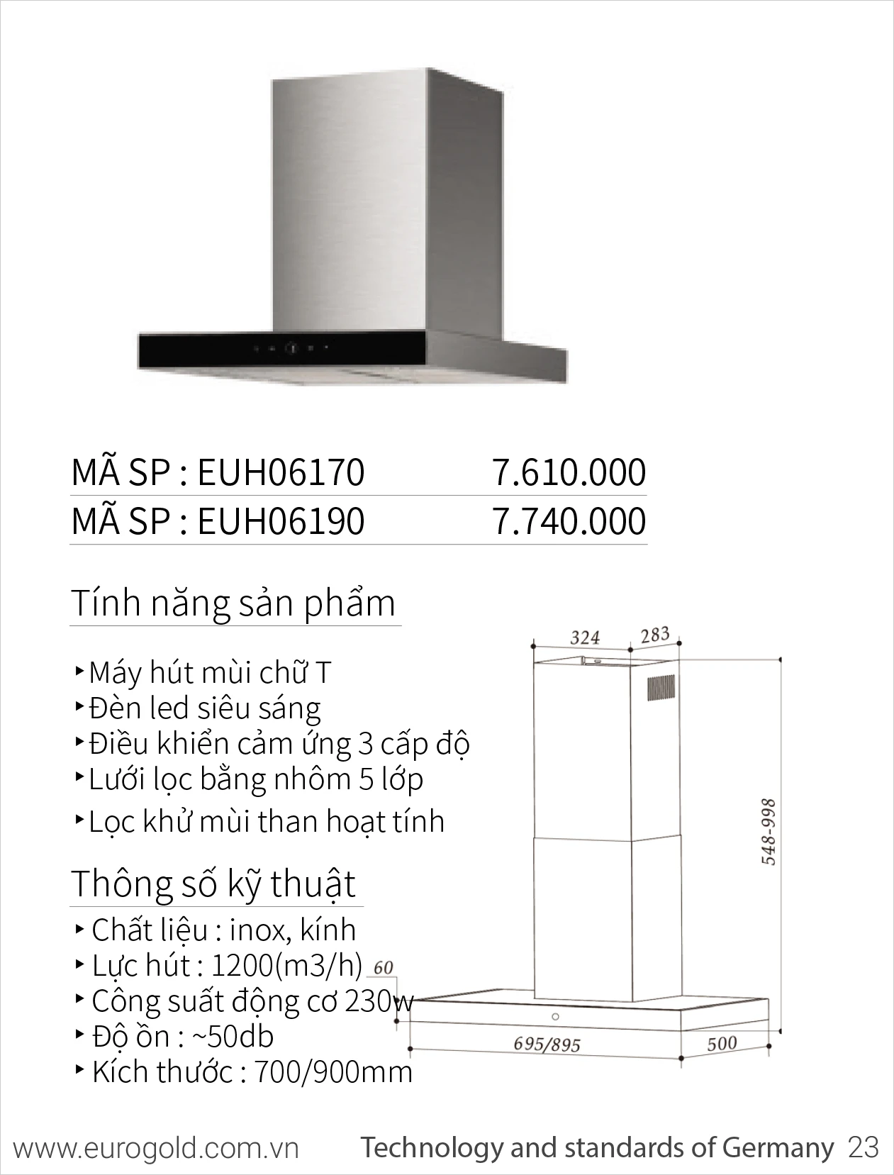 Máy hút mùi Eurogold EUH06170