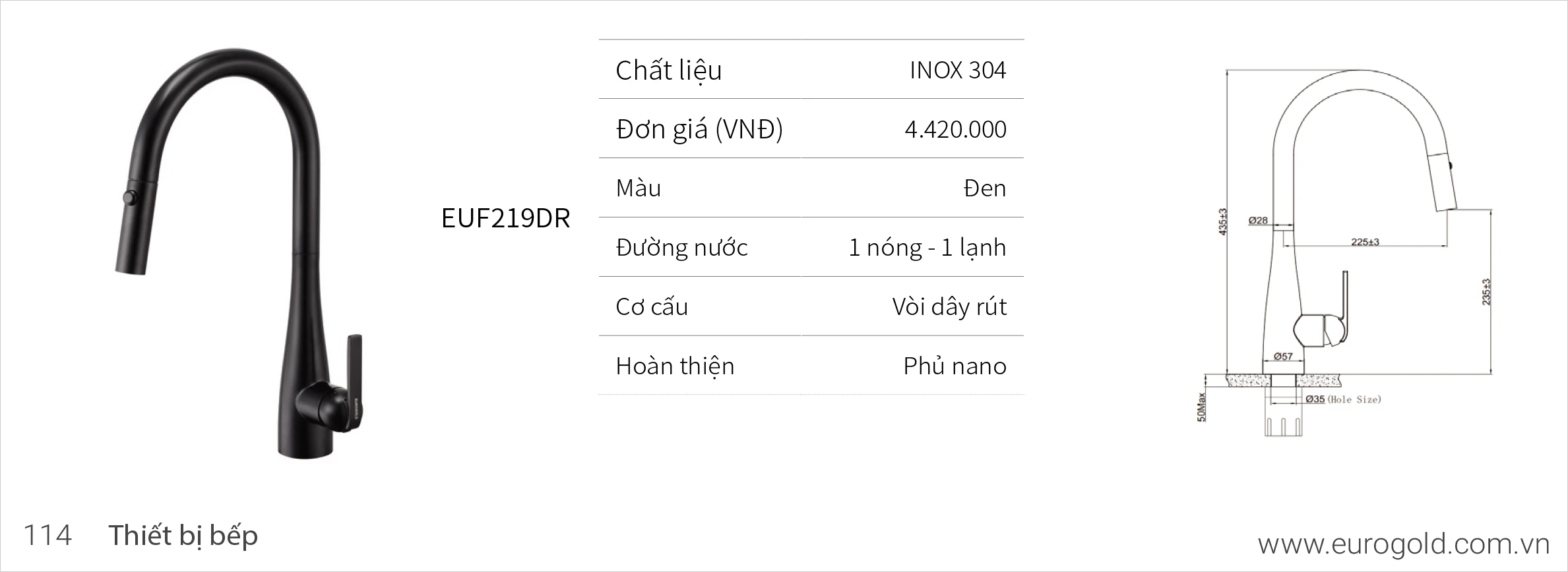 Vòi chậu rửa bát Eurogold EUF219DR