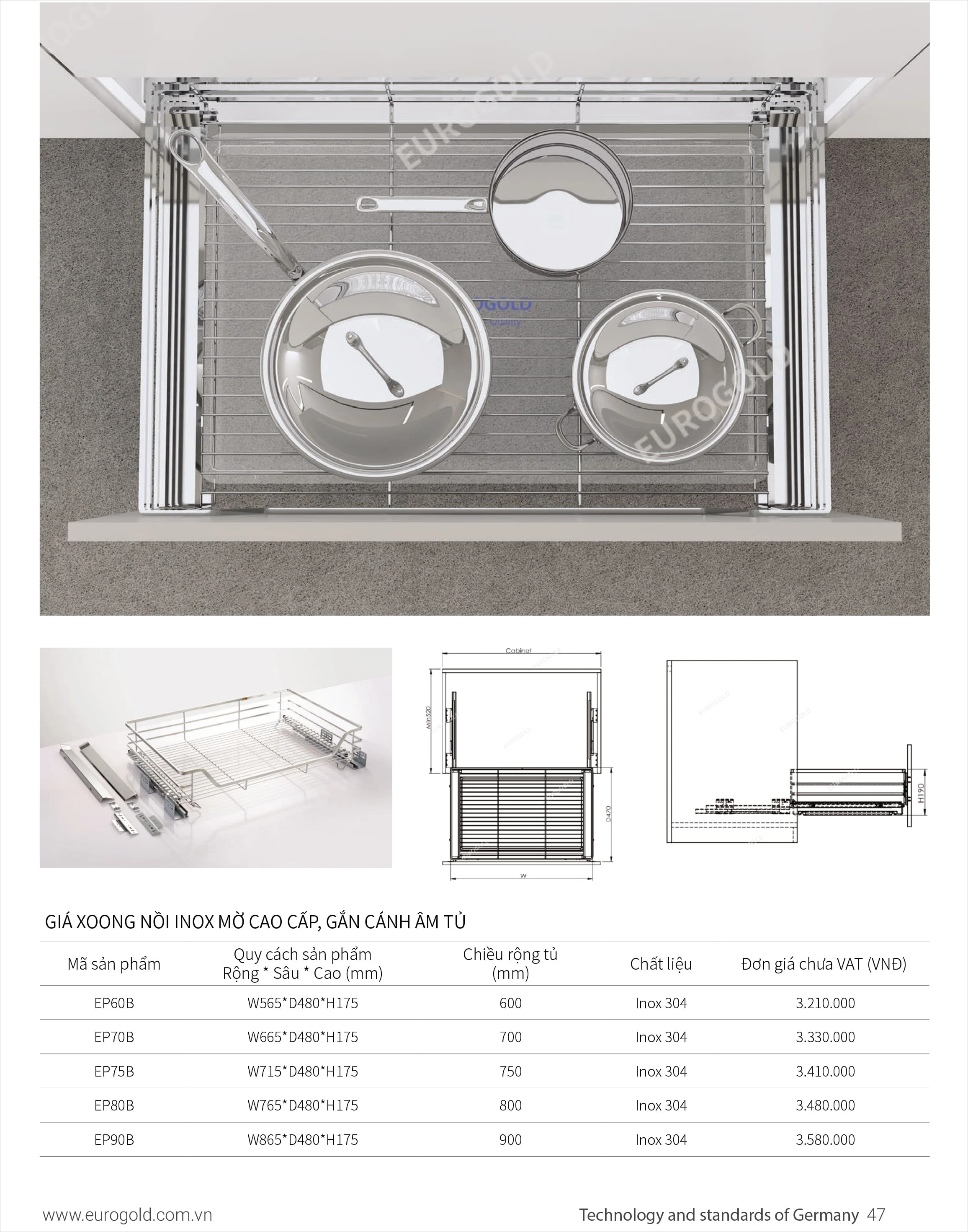 Giá để xoong nồi inox nan dẹt 304