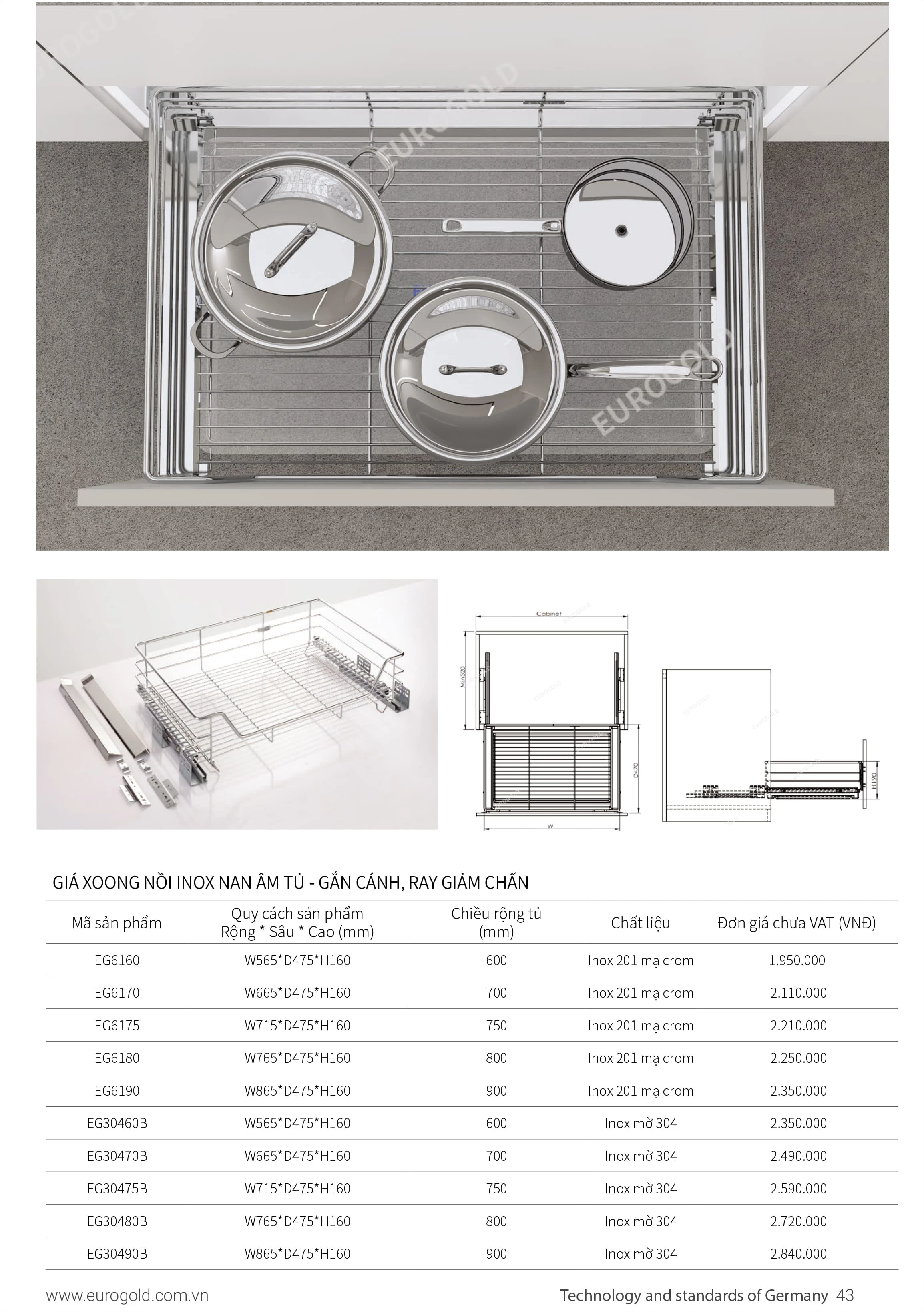 Giá để xoong nồi inox nan tròn