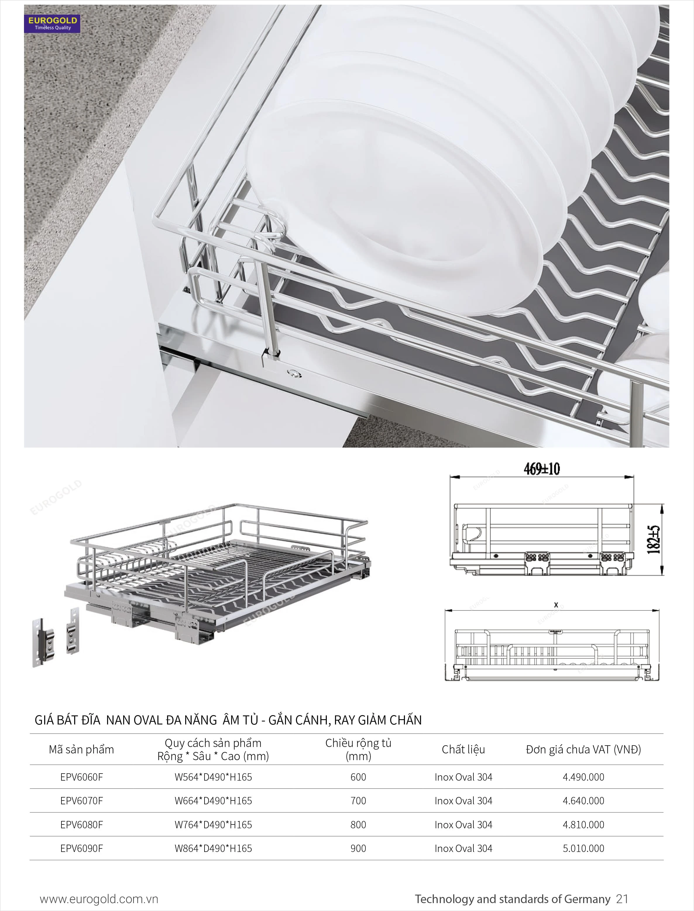 Giá để xoong nồi, bát đĩa, inox nan Oval SUS304