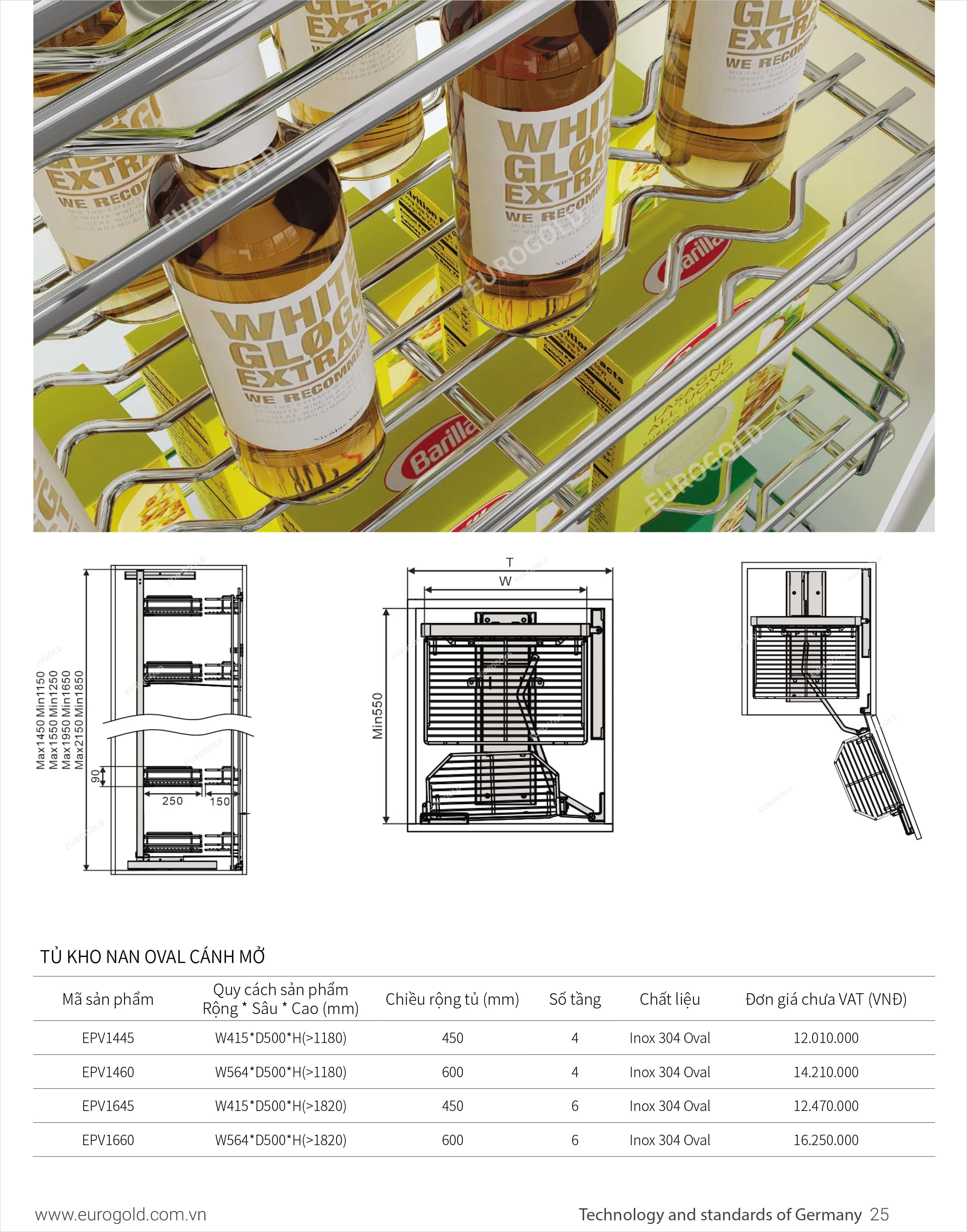 Tủ đồ khô nan Oval cánh mở